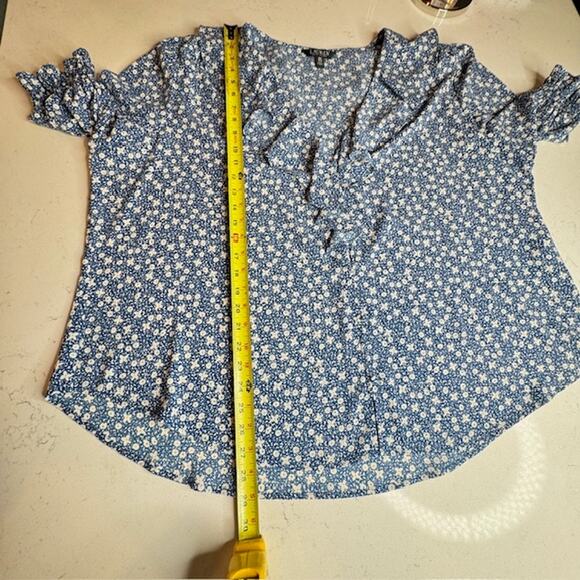 Ralph Lauren Sz 3XL Plus Floral Crepe Ruffle Blouse Black Label - Picture 10 of 12